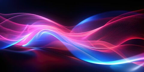 Fototapeta premium abstract futuristic background with pink blue glowing neon moving high-speed wave lines and bokeh lights