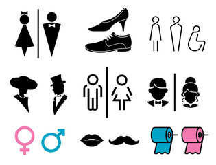 Male and female, separation for toilet vector set