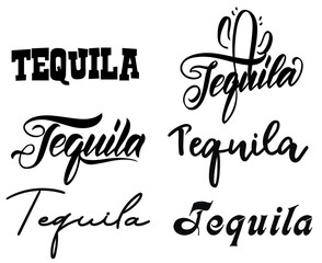 Tequila name black vector set on white background