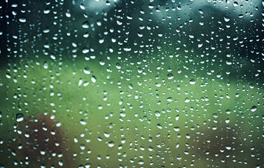 Fototapeta premium A rainy day in the city with a car on the road and a blurry background, Rain urban traffic cars, night view of the city, traffic flow of city lights abstract autumn background