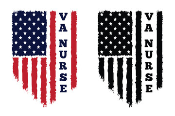 Va Nurse Typography Vector. Nurse Distressed American Flag Print For t Shirt,Poster,backround,Banner New Design.