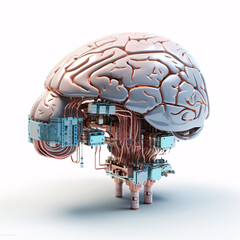 Fototapeta na wymiar a brain with wires and wires