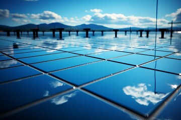 Sunlight reflecting on the sleek surfaces of cutting edge green energy technology