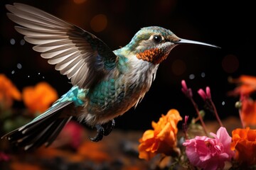 Fototapeta premium Hummingbird at the Animal Rehabilitation Center., generative IA