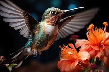 Fototapeta premium Hummingbird at the Animal Rehabilitation Center., generative IA