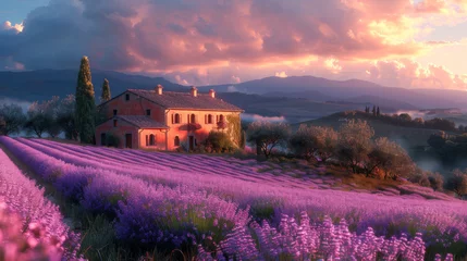Crédence de cuisine en verre imprimé Toscane Beautifully illuminated landscape of Tuscany.