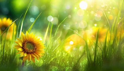 Sunflowers in a field - Happy Mother's Day - Springtime _ Bokeh background Happy Easter