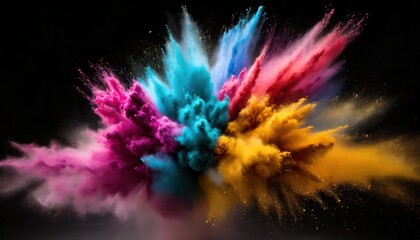 Explosion of colored powder on black background