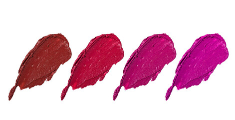 Various lipstick swatch stroke isolated on white
