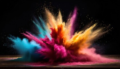 Explosion of colored powder on black background