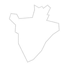 Burundi country simplified map. Black dotted outline contour. Simple vector icon.