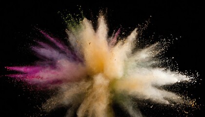 Explosion of colored powder on black background