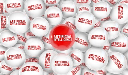 AI, Artificial Intelligence, Social Media Concept. 3D Visual Design.