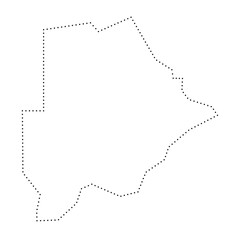 Botswana country simplified map. Black dotted outline contour. Simple vector icon.