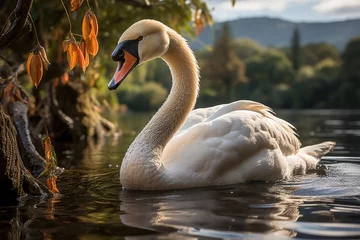 Rollo Elegant swan resting on serene lake., generative IA © JONATAS