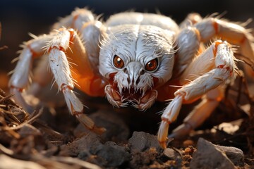 Crab spider emerging on the dark night., generative IA