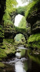 Fototapeta na wymiar A hidden emerald-green cave 