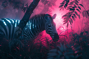zebra in the woods - obrazy, fototapety, plakaty