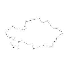 Kazakhstan country simplified map. Black dotted outline contour. Simple vector icon.
