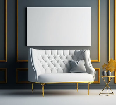 White board with white sofa