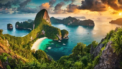 Tuinposter  Paisaje pintoresco.Oceano y montañas.Viajes y aventuras alrededor del mundo.Islas de Tailand © blackdiamond67