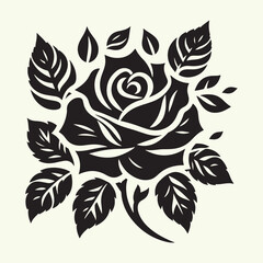 black color Rose silhouette vector illustration