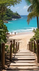 Naklejka premium A secluded beach with crystal-clear turquoise waters 