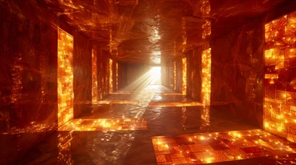 Photo sur Plexiglas Mur chinois Imaginary interior of empty room with walls made of amber