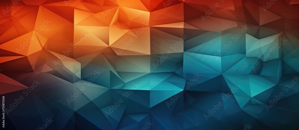 Poster the image features a colorful abstract background composed of various triangular shapes. the triangl