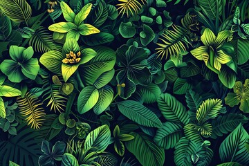 A green motif, floral background, floral pattern for fabric. - obrazy, fototapety, plakaty