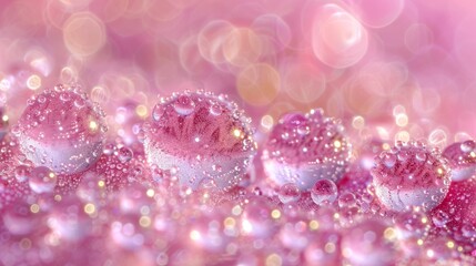 a close up of a bunch of bubbles on a pink background with a lot of bubbles on the bottom of the bubbles.