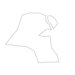 Kuwait country simplified map. Black dotted outline contour. Simple vector icon.