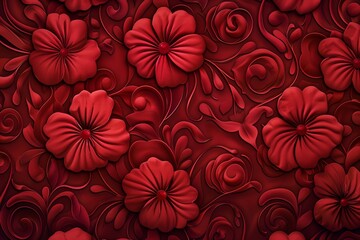 A red motif, floral background, floral pattern for fabric.
