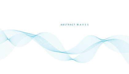 Abstract vector background with blue wavy lines. Blue wave background. Blue lines vector illustration. Curved wave. Abstract wave element for design.