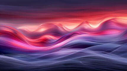 a painting of a wave with a red and blue sky in the background and a red and blue sky in the foreground.