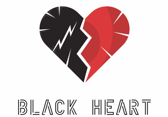 black-red broken heart and the inscription below "black heart"