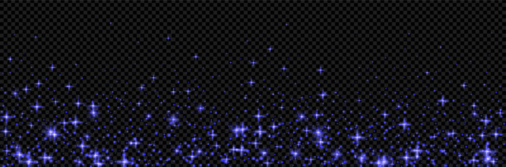 Purple sparkle light background. Gradient with magic star effect on dark bg as a png. Vector glitter overlay background with violet neon shine.