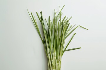  Lemongrass sage leafs on white background, macro.