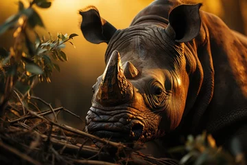 Foto op Canvas Ranger monitors rhino using tracking technology., generative IA © JONATAS
