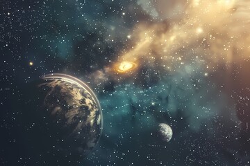 space background with planets and stars Space explanation - obrazy, fototapety, plakaty