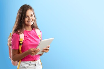 Portrait happy student girl posing