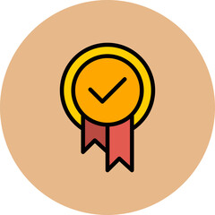 Badge Line Filled Circle Icon