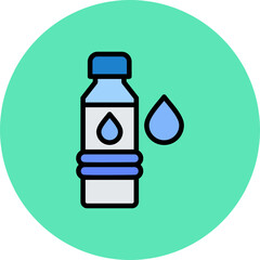 Water bottle Line Filled Circle Icon