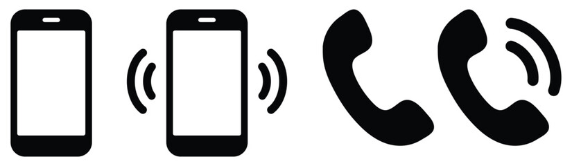 Ringing phone simple icon set. Smartphone ringing. Phone sign. Vector illustration