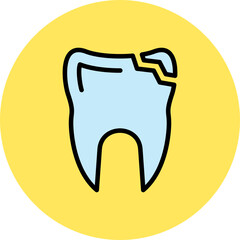 Broken Tooth Line Filled Circle Icon