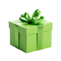 Green gift box Isolated on transparent background