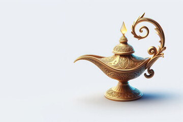 Fototapeta na wymiar Aladdin's Magic Lamp. Space for text.