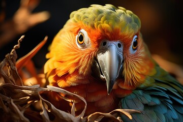 Parrot building a tree nest., generative IA