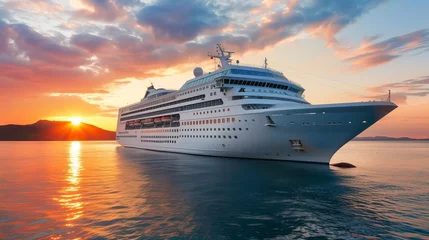 Fototapete Luxury cruise ship sailing to sea on sunrise  © CREATIVE STOCK
