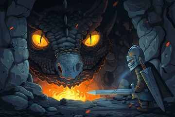 Knight sword fire snake background